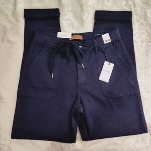 New Judy Blue Navy Blue Womens 9/29 High Rise Garment Dyed Cuffed Denim Joggers